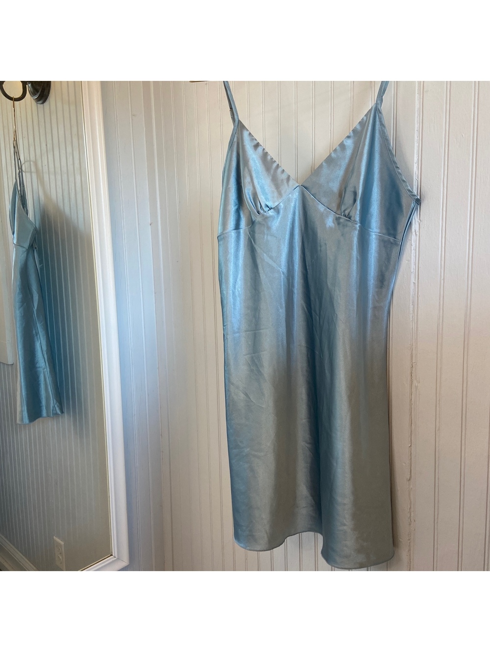 Y2k 90s Slip Dress Light Blue Satin Coquette Fairy Whimsy Feminine Romantic Boho